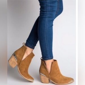 Jeffrey Campbell Cromwell Suede Leather Cut Out Western Ankle Bootie,Size-7.5